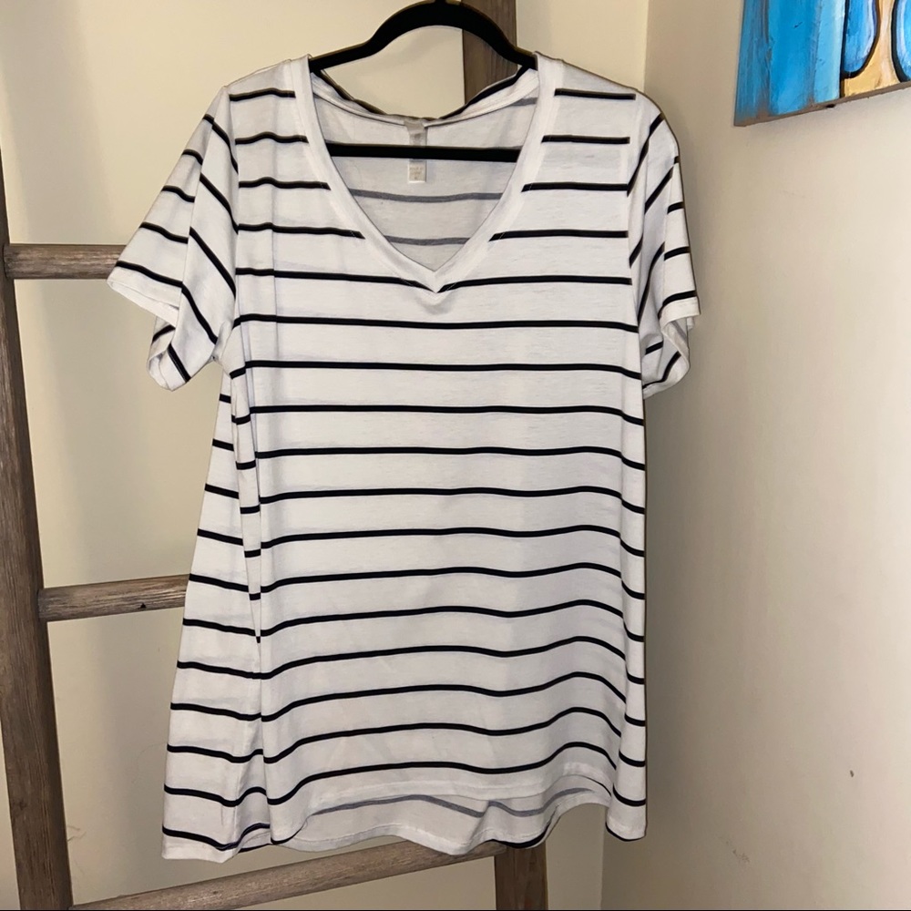 LuLaRoe Striped V Neck Tee